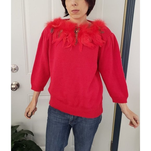 Vintage 90s Feather Collar Sweater‎